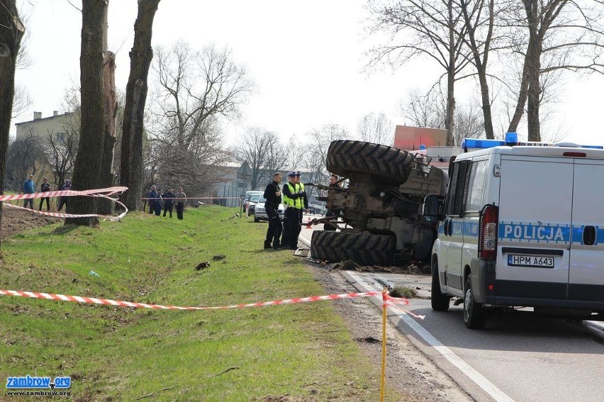 Długobórz: Wypadek na DK 63. Ciągnik rolniczy przewrócił się...