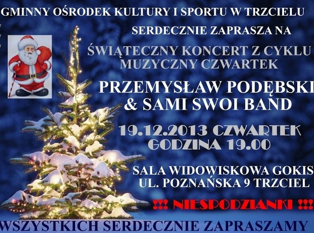 W czwartek w Sali widowiskowej ośrodka kultury w Trzcielu wystąpi Przemysław Podębski z formacją Sammy Swoi Band.