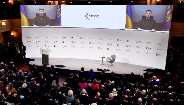 Prezydent Ukrainy Wołodymyr Zełenski był obecny zdalnie na 59. Monachijskiej Konferencji Bezpieczeństwa