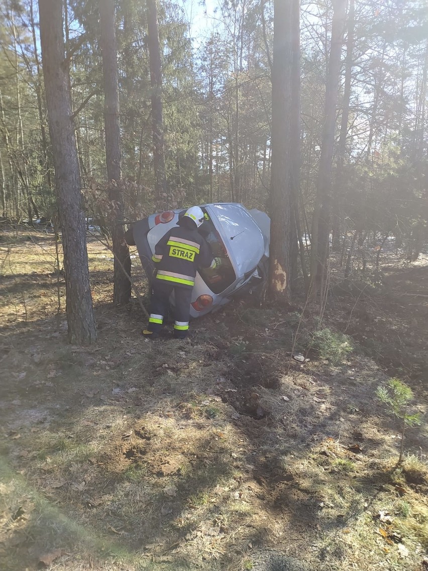 Wypadek na trasie Juszkowy Gród - Bondary na DW 687. Renault uderzyło w drzewo. Kobieta trafiła do szpitala [ZDJĘCIA]