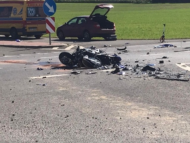 Tragiczny wypadek motocyklisty na trasie z Dzierżoniowa do Łagiewnik.