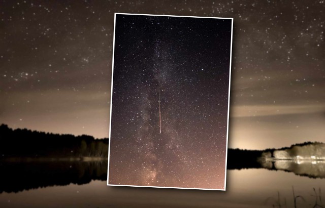 Na zdjęciu meteor uchwycony na tle Drogi Mlecznej w rejonie Koronowa w 2021 roku