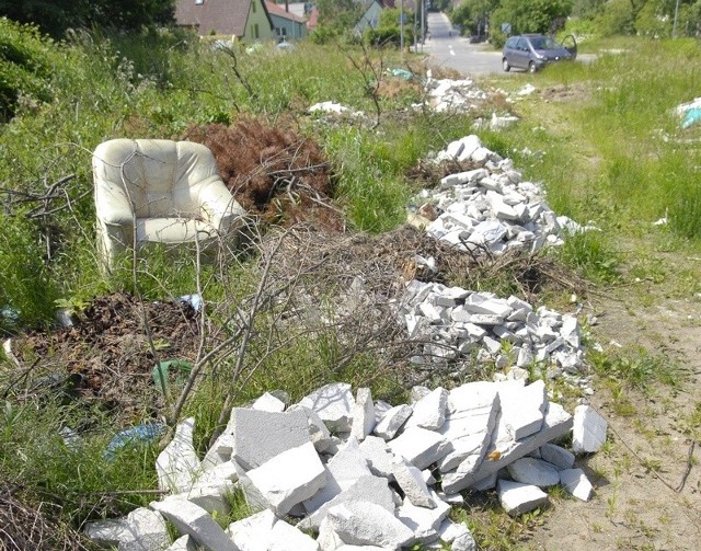 Jedno z wielu nielegalnych wysypisk śmieci na ul. Akacjowej w Słupsku.