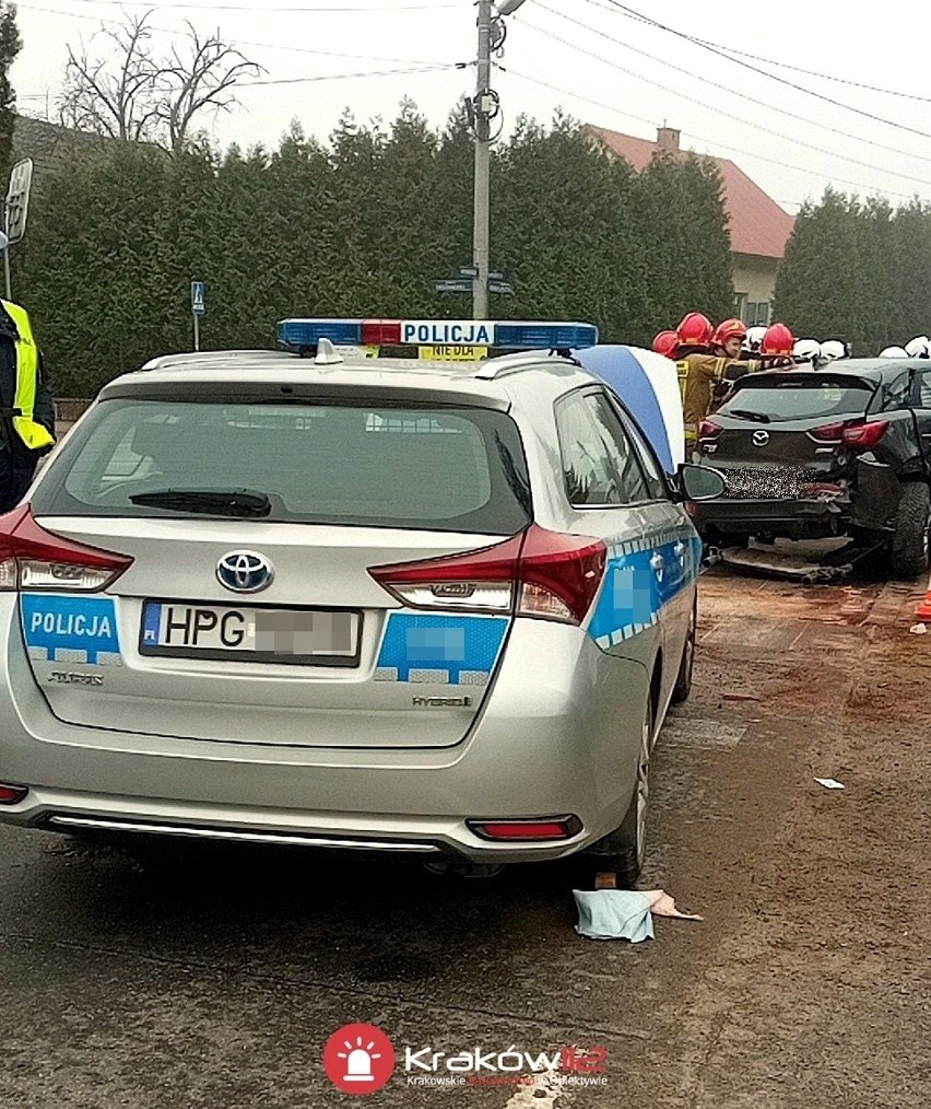 Wypadek w krakowskich Soboniowicach z udziałem radiowozu