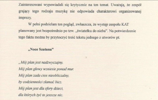 Radny Krzysztof Jan Stawnicki wysłał list do prezydenta Białegostoku gdzie protestuje przeciwko występowi grupy KAT