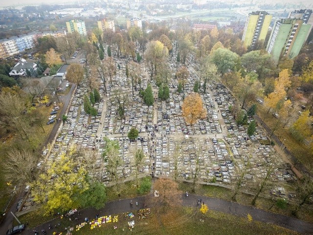Jeden z lubelskich cmentarzy na zdjęciu wykonanym za pomocą drona