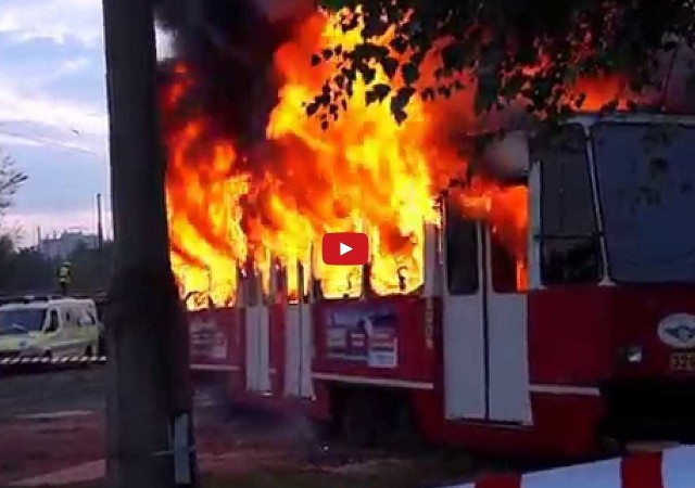 Pożar tramwaju w zajezdni Katowice Zawodzie