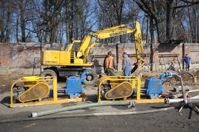 Maszyny przygotowujące wykop już pracują na terenie bazy dawnej Zieleni Miejskiej przy ulicy Niemodlińskiej.