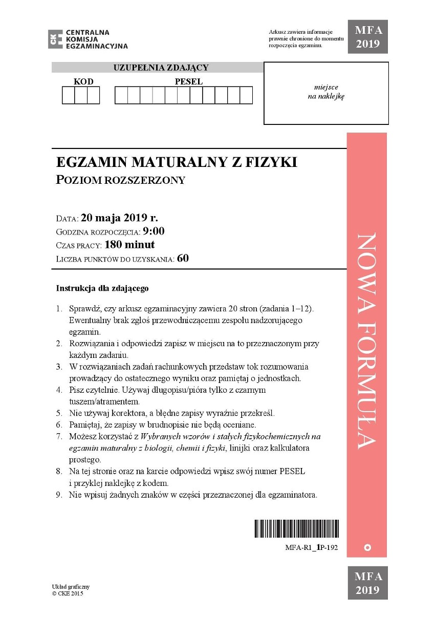 Fizyka poziom rozszerzony: Zobacz odpowiedzi i arkusze CKE...