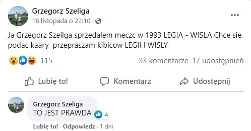 Były piłkarz Legii i Wisły przyznał się do korupcji....