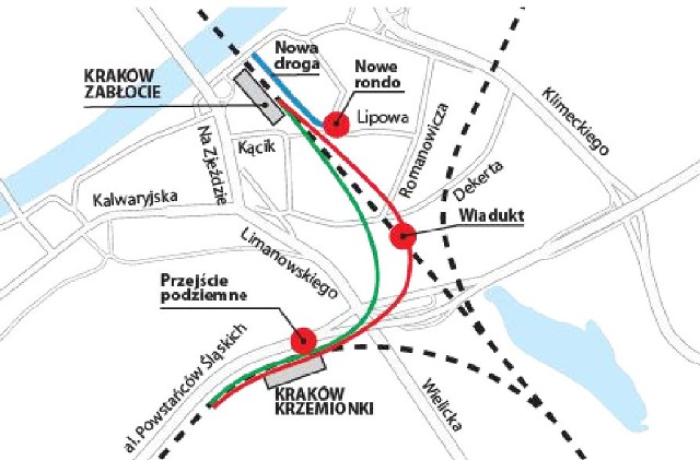 W najszerszym miejscu oba wiadukty kolejowe będą od siebie oddalone o 60 metrów.