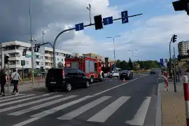 Wypadek radiowozu policji w Białymstoku na Nowym Mieście