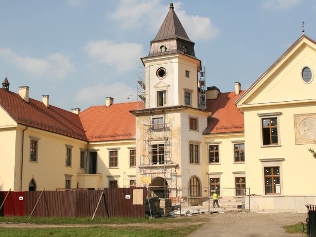 Do wypadku doszło na terenie obok Zamku Dzikowskiego w Tarnobrzegu, gdzie prowadzone są prace remontowe.