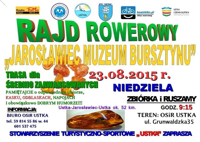 Stowarzyszenie Turystyczno - Sportowe "USTKA" zaprasza w niedzielę (23 sierpnia)na rajd rowerowy "JAROSŁAWIEC MUZEUM BURSZTYNU".