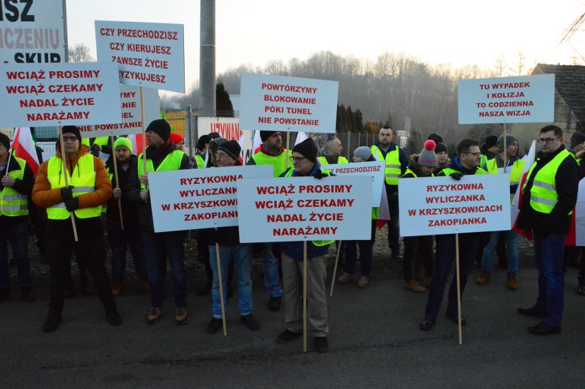 Styczniowy protest na skrzyżowaniu w Krzyszkowicach