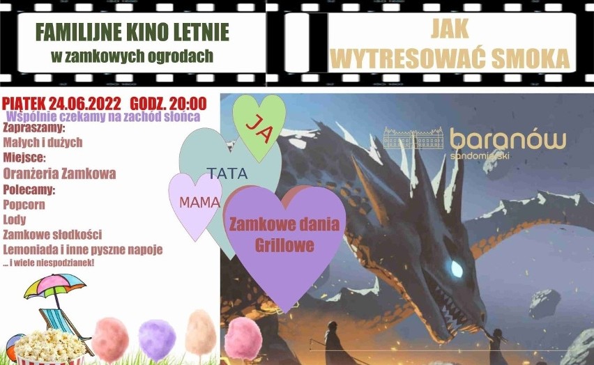 Familijne kino letnie w Baranowie Sandomierskim już w piątek, 24 czerwca. Zabierz dzieci na bezpłatny seans w zamkowych ogrodach