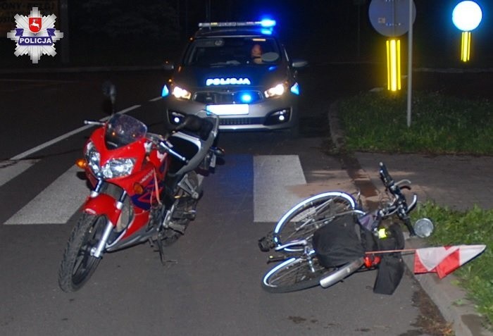 Zderzenie rowerzysty z motocyklistą w Świdniku. Obaj są ranni