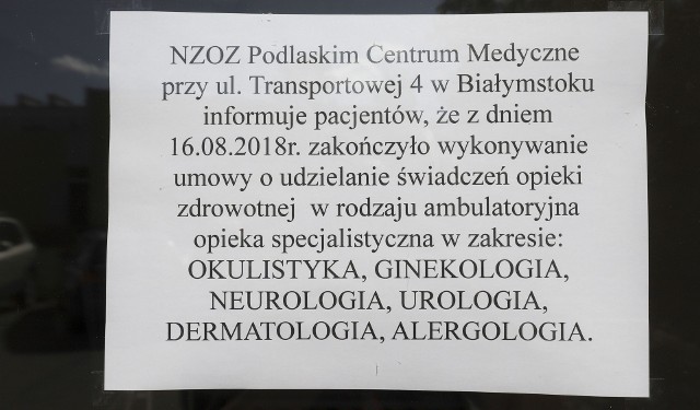 Podlaskie Centrum Medyczne przy Transportowej w Białymstoku straciło kontrakt z NFZ po śmierci właściciela firmy Jard - Jarosława Dziemiana