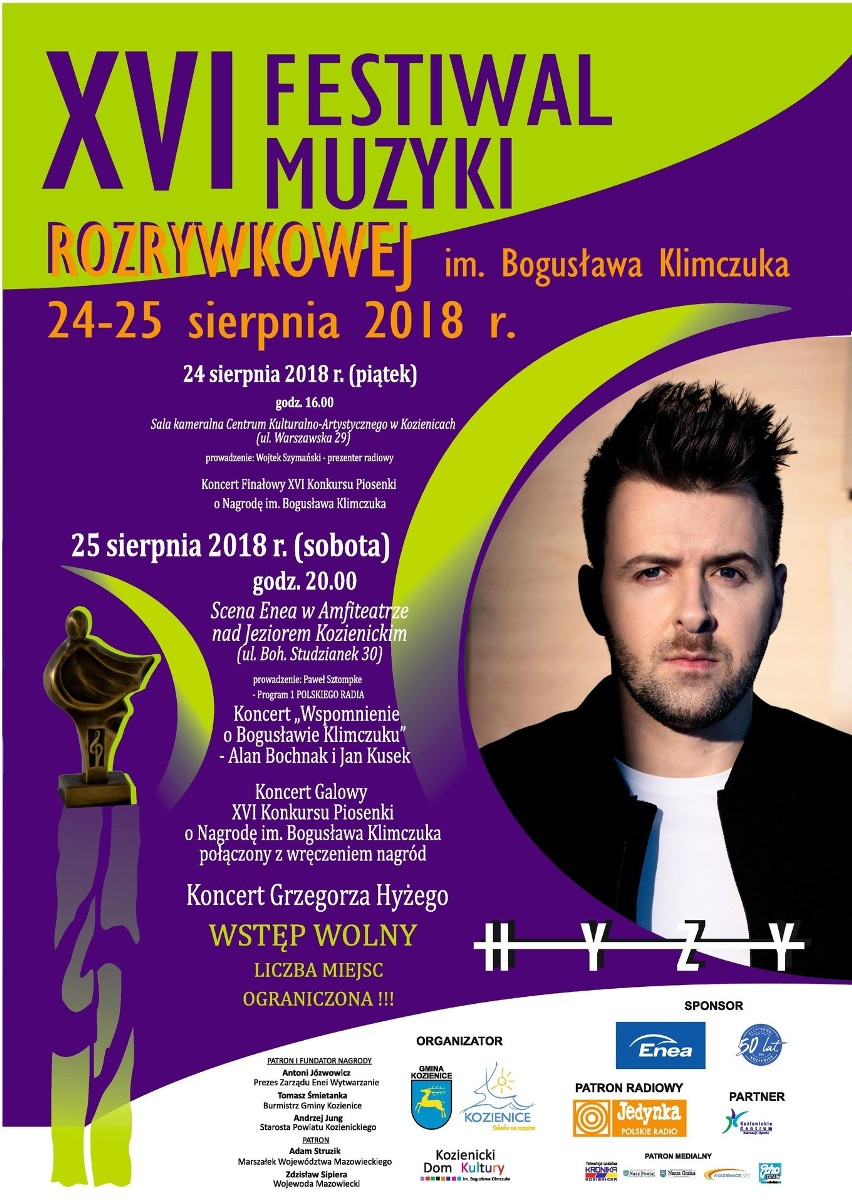 Kozienice. Grzegorz Hyży gwiazdą tegorocznego Festiwalu imienia Bogusława Klimczuka