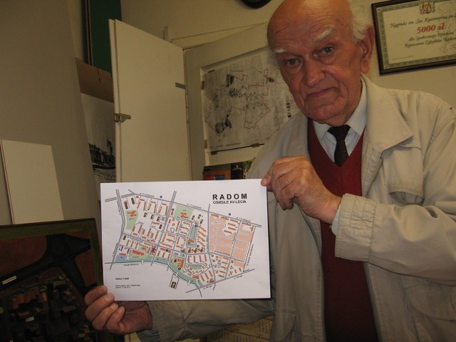 Wraz z wykazem obiektów Komitet opracował też mapę Osiedla XV -lecia z zaznaczeniem granic obszaru urbanistycznego proponowanego do objęcia ochroną .Pokazuje ją Aleksander Sawicki