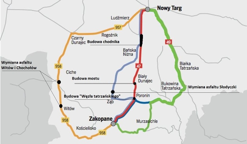 Podhale: W szczycie sezonu na zakopiance rozpoczyna się kolejny remont [MAPA UTRUDNIEŃ]