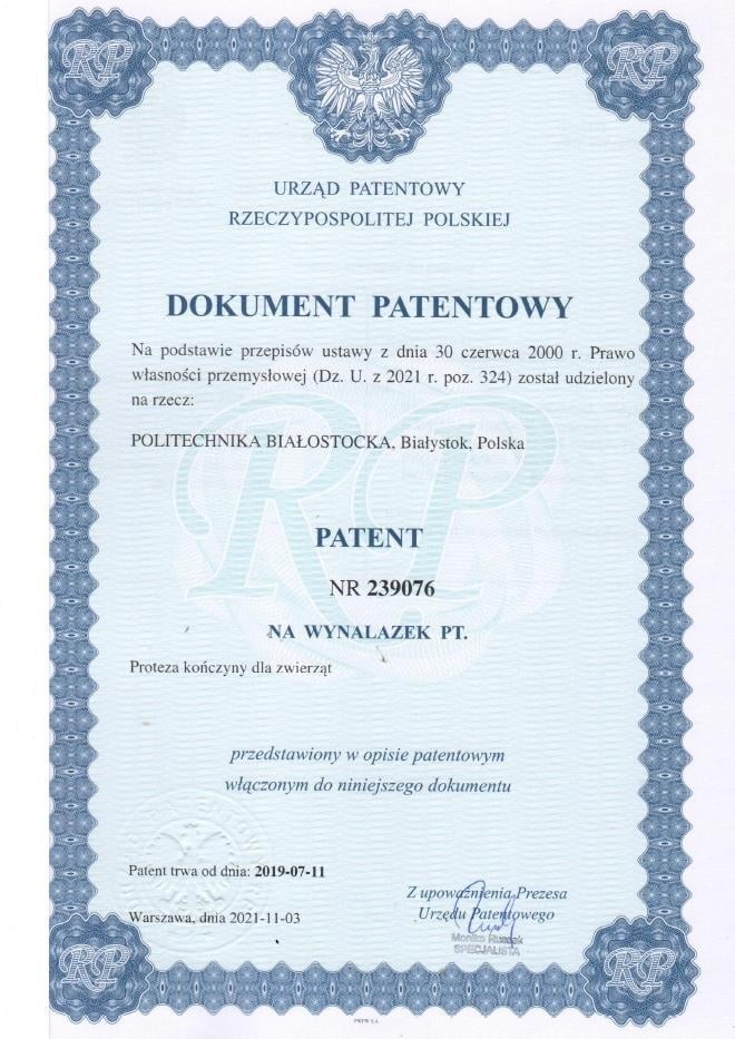 Z miłości do zwierząt... Politechnika ma kolejny patent. Tym razem na protezę kończyny dla czworonogów