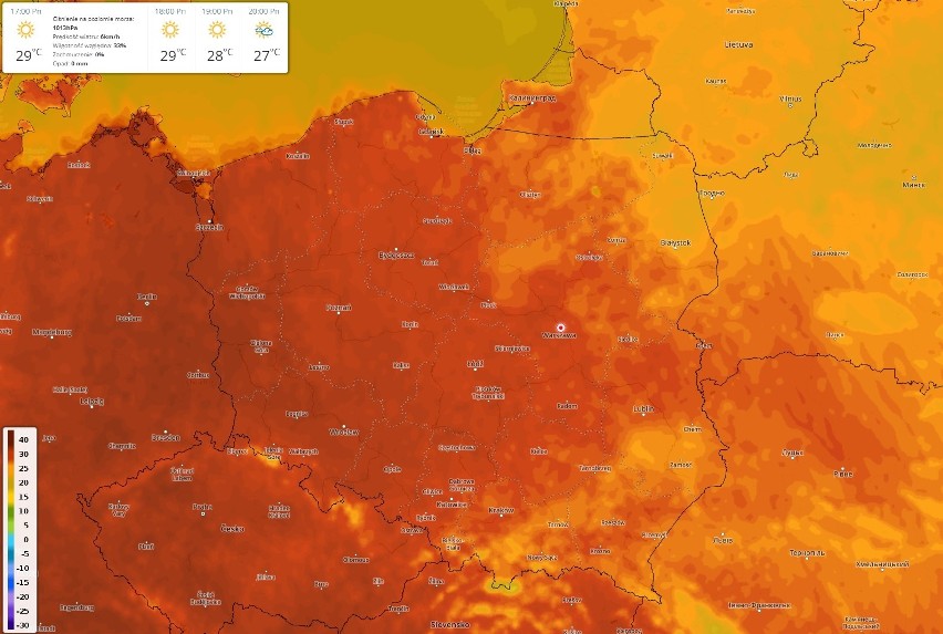 W poniedziałek fala upałów powróci. Tak ma być o godz. 17.00...