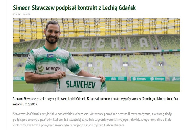 Simeon Slavchev został wypożyczony do Lechii