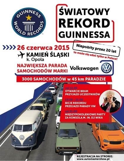 Parada Volkswagenów w Kamieniu Śląskim ma pobić rekord Guinessa