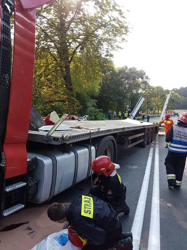 Strażacy zawodowi i z okolicznych Ochotniczych Straży...