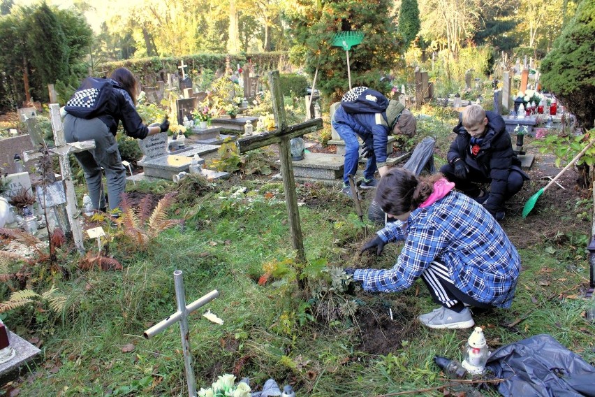 Sprzątanie grobów na Cmentarzu Komunalnym w Koszalinie