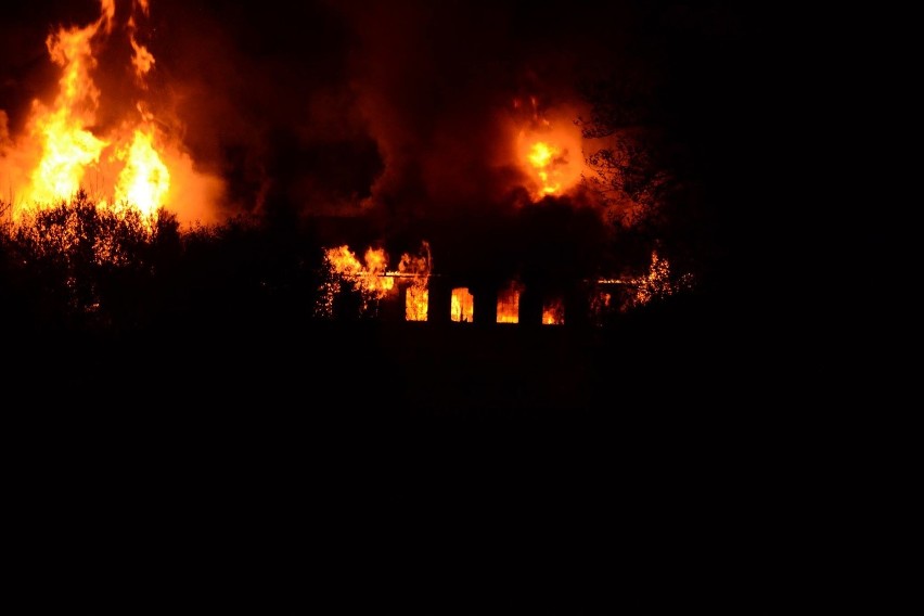Pożar dawnej fabryki mebli Pinea w Supraślu