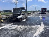 Pożar samochodu na autostradzie A4 w Targowisku. Były utrudnienia w ruchu
