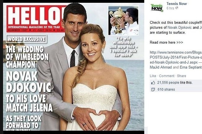 Novak Djoković i Jelena Ristić (fot. screen z Facebook.com)