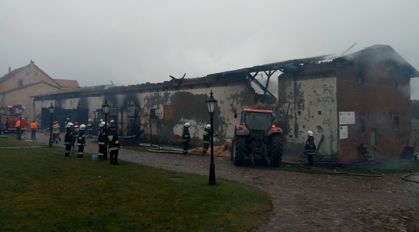 Ogień zauważono około godz. 12.30. Płonął jeden z budynków...