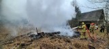 Pożar budynków w miejscowości Wiosna. Ogień gasiło pięć zastępów strażackich