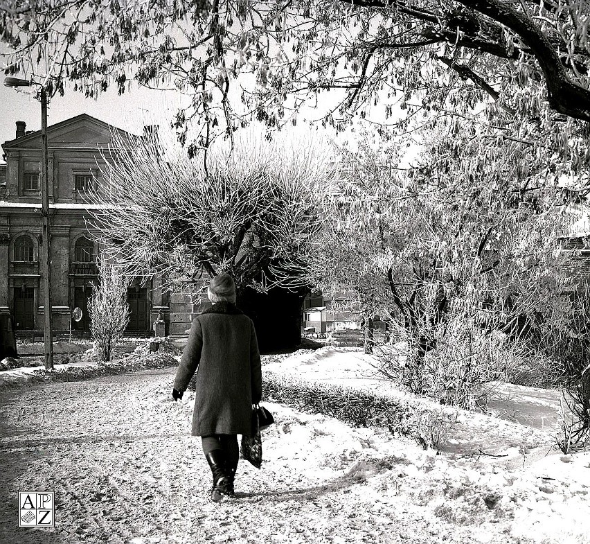 Przed Starą Bramą Lwowską w Zamościu. Zima 1969 roku