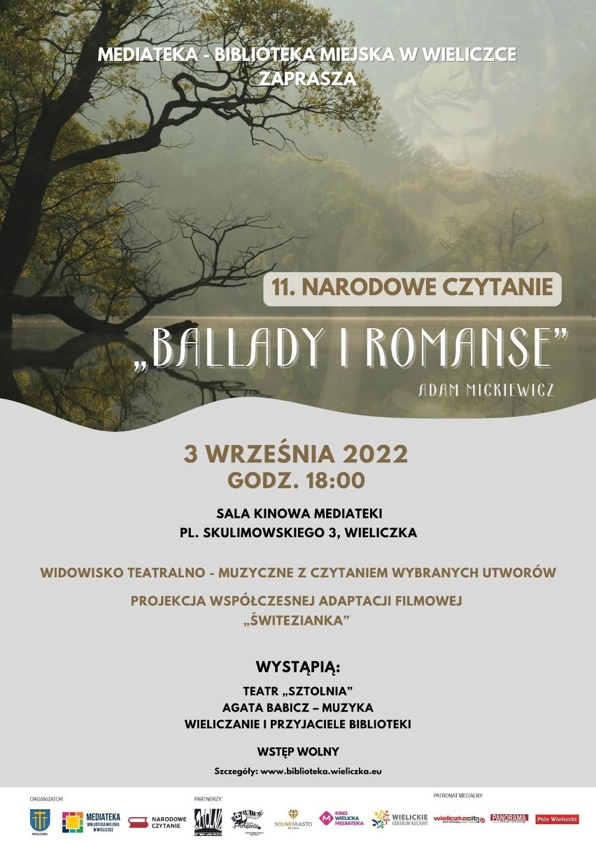 Narodowe Czytanie 2022 w powiecie wielickim. Z Teatrem Sztolnia, w parku, nad Rabą