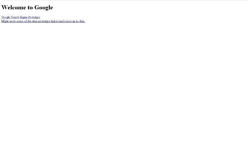Strona główna Google'a z roku 1998