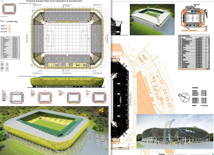 Dwa projekty stadionu GKS Katowice