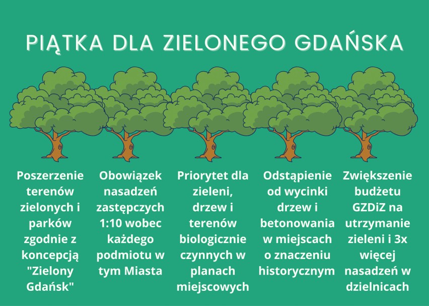 Piątka dla zielonego Gdańska i Nowa zielona polityka - władza i opozycja o ochronie drzew w Gdańsku