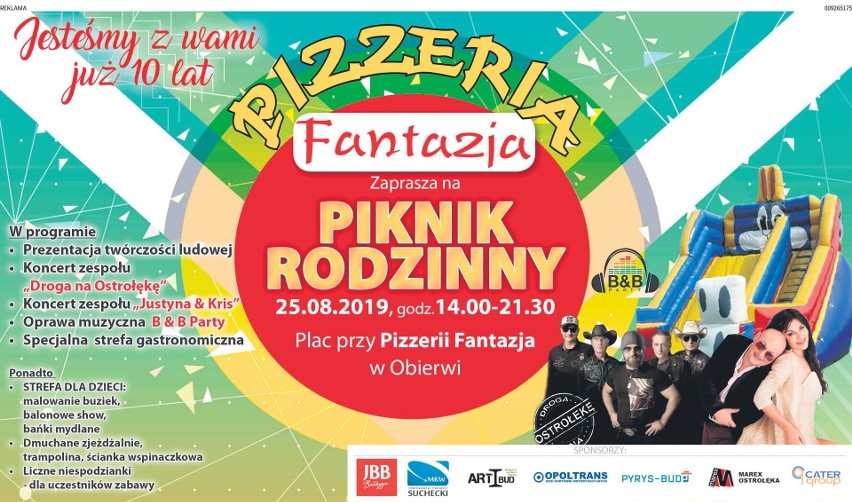 Obierwia. Piknik Rodzinny z okazji 10-lecia pizzerii Fantazja już w niedzielę, 25.08.2019, od godz. 14.00