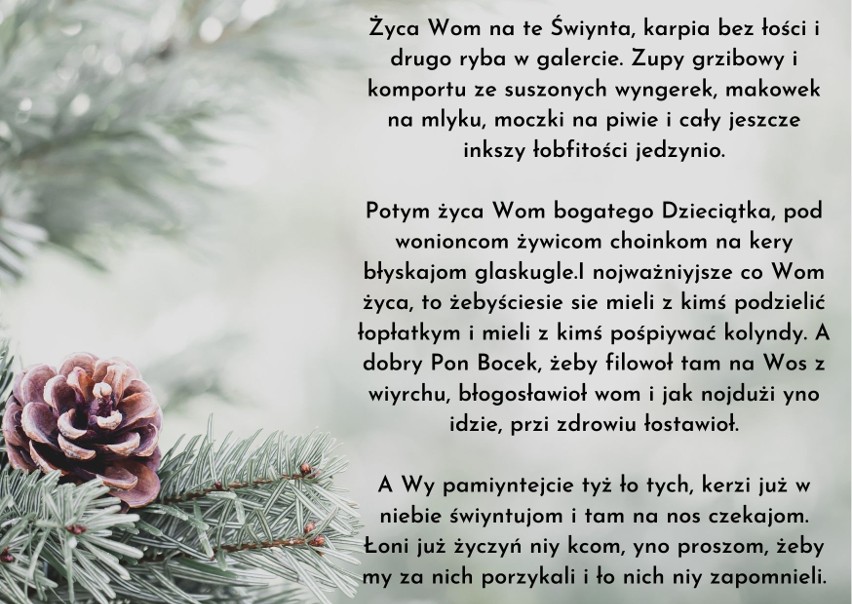 Życzenia na Boże Narodzenie 2022 po śląsku do starzików i kamratów