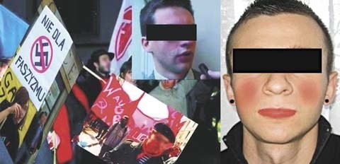 W Internecie trwa wojna ideologiczna między anarchistami a nacjonalistami. Najpierw nacjonaliści upublicznili dane anarchistów (zdjęcie z lewej). Teraz pojawiło się w "sieci&#8221; ośmieszające zdjęcie wszechpolaka (z prawej).