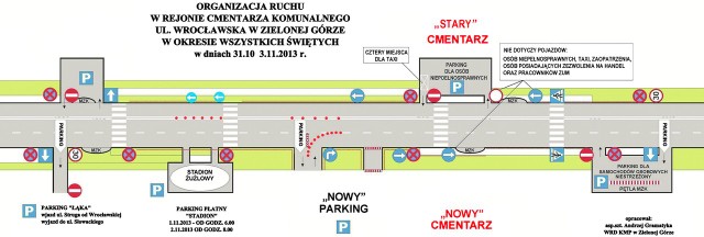 Zmiana organizacji ruchu w rejonie cmentarza w Zielonej Górze.