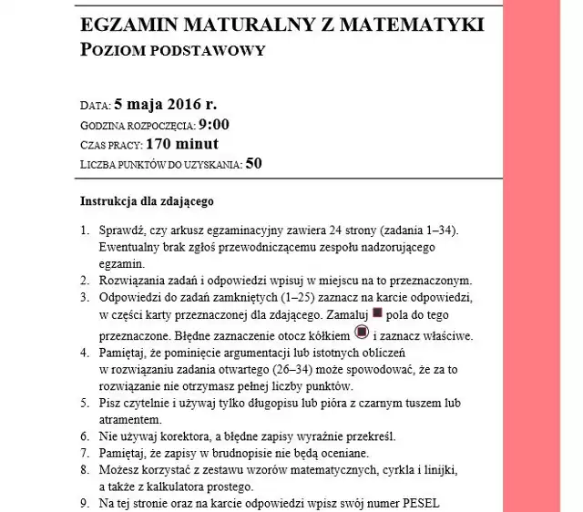 Matura 05.05.2016 MATEMATYKA! Co było? (PYTANIA, ZADANIA, ARKUSZE,  ODPOWIEDZI) | Gazeta Wrocławska