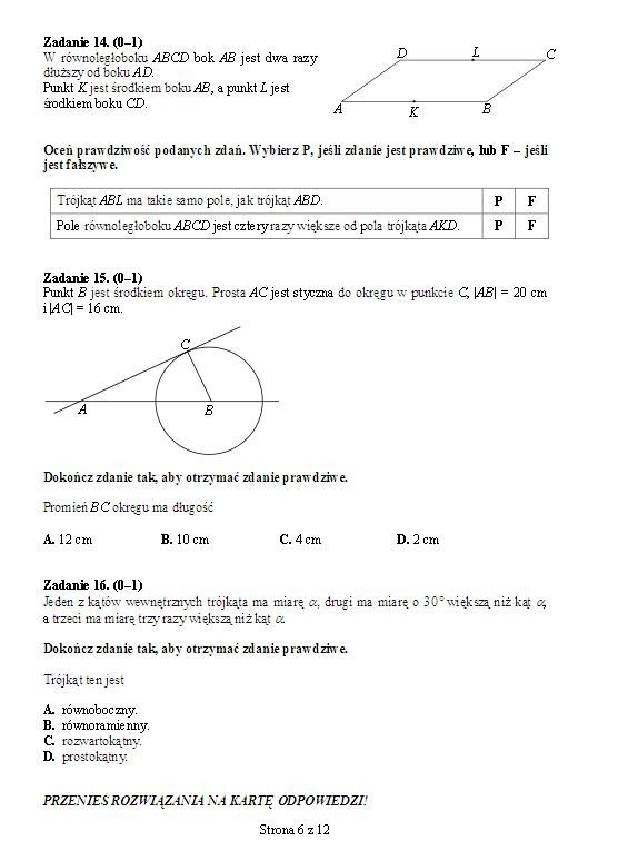 EGZAMIN GIMNAZJALNY 2013. Test matematyczno-przyrodniczy [ARKUSZ, ODPOWIEDZI]