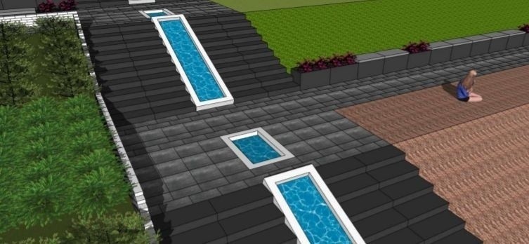 Budowa małego wodospadu nad zalewem i budynku dla klubu piłkarskiego w Jastrzębiu. Zobacz zdjęcia i wizualizacje