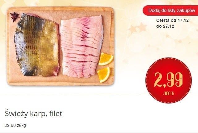 W Biedronce za świeży filet z karpia zapłacicie 2,99 zł za...