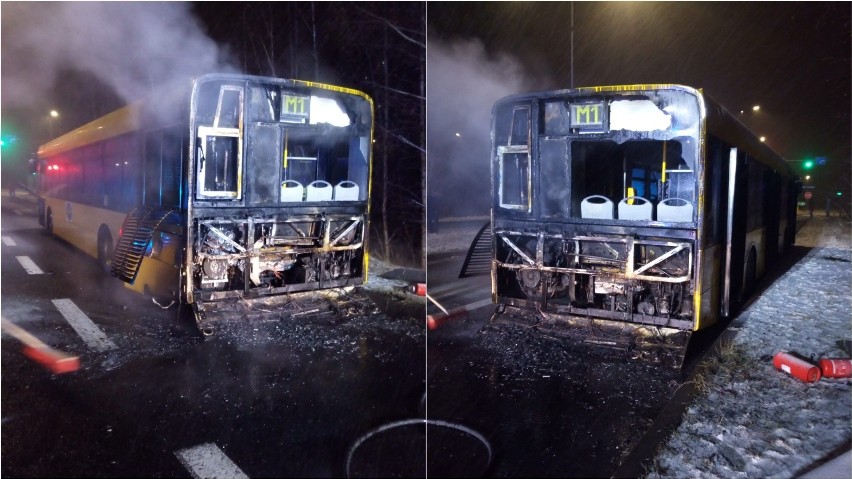 Pożar autobusu na DTŚ w Rudzie Śląskiej